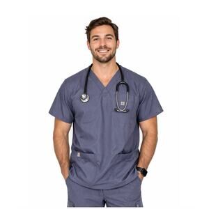 Carhartt Mens Ripstop Medical Scrubs Top Pewter Gray C15208 Size XL Preowned